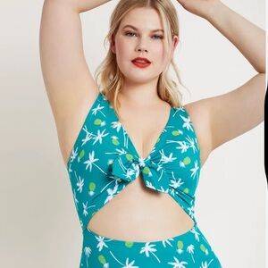 Eloquii NWT GREEN Swimsuit with Pineapple Print